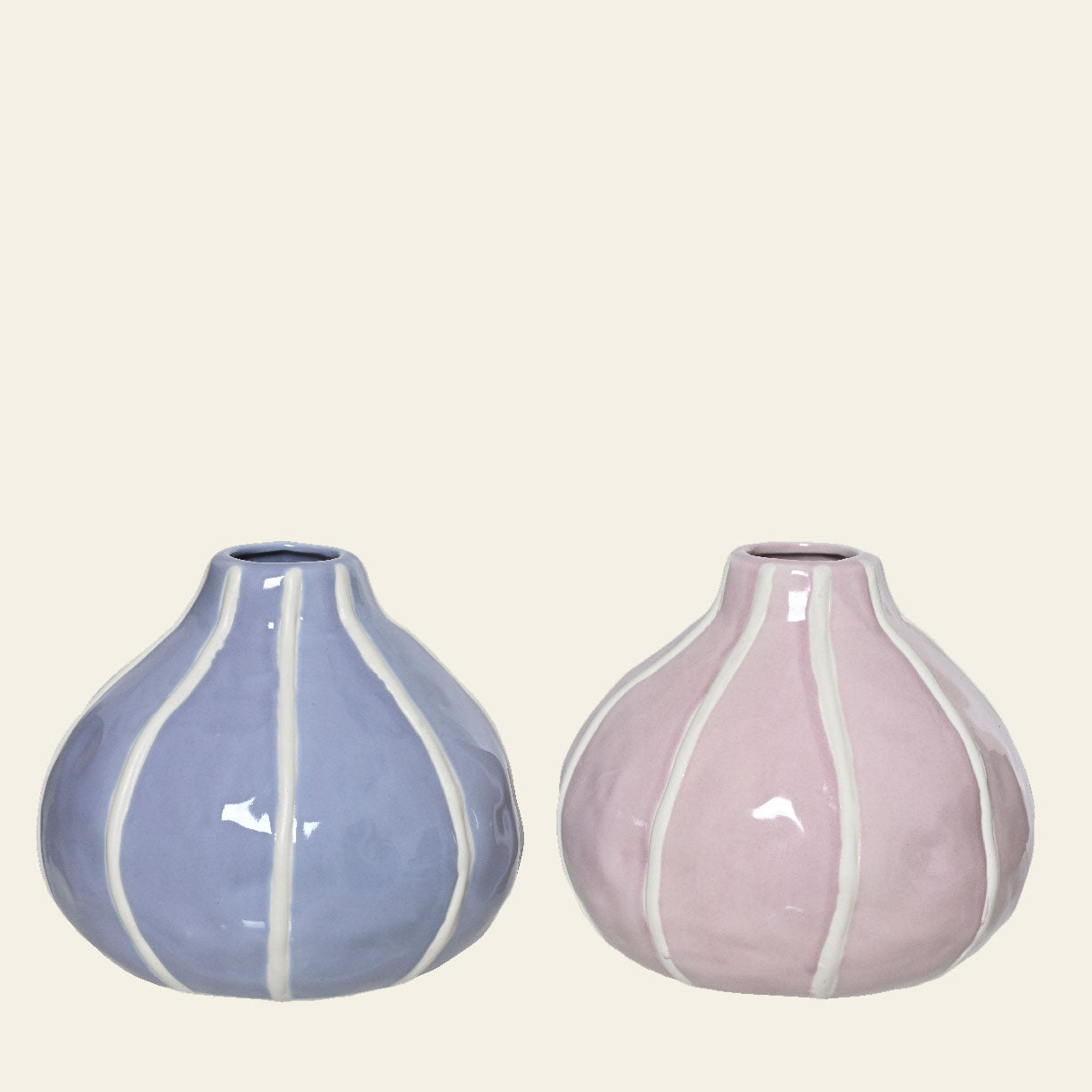 Βάζο Πορσελάνης με Ρίγα 16x16x14 Μωβ