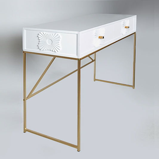 ΚΟΝΣΟΛΑ ΞΥΛΙΝΗ ΛΕΥΚΗ ΜΕΤΑΛΛΙΚΑ ΠΟΔΙΑ ΧΡΥΣΑ 100x39x77