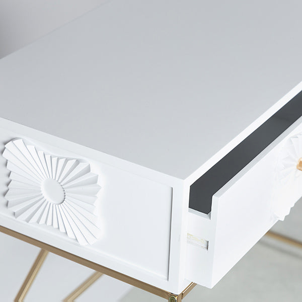 ΚΟΝΣΟΛΑ ΞΥΛΙΝΗ ΛΕΥΚΗ ΜΕΤΑΛΛΙΚΑ ΠΟΔΙΑ ΧΡΥΣΑ 100x39x77