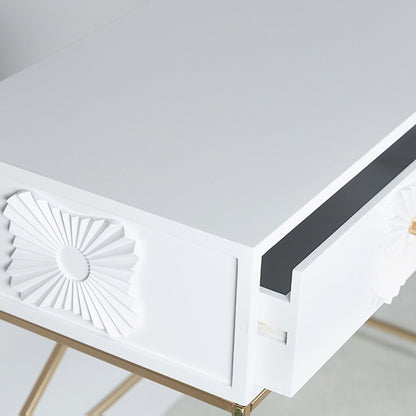 ΚΟΝΣΟΛΑ ΞΥΛΙΝΗ ΛΕΥΚΗ ΜΕΤΑΛΛΙΚΑ ΠΟΔΙΑ ΧΡΥΣΑ 100x39x77