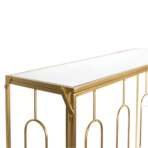 ΚΟΝΣΟΛΑ ΜΕΤΑΛΛΙΚΗ ΧΡΥΣΗ ΕΠΙΦΑΝΕΙΑ ΓΥΑΛΙ ΣΕΤ 2 ΤΜΧ S:102x29.5x71 L:107x35x79.5