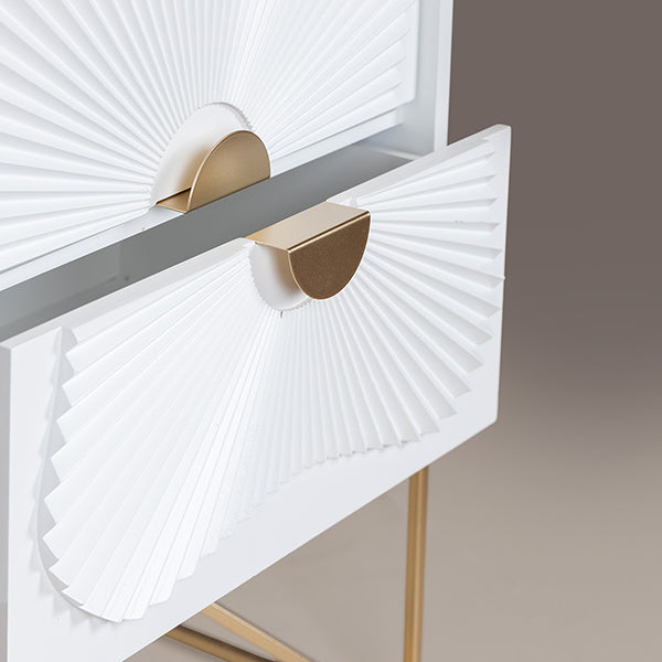 ΚΟΜΟΔΙΝΟ ΞΥΛΙΝΟ ΛΕΥΚΟ ΜΕ ΠΟΔΙΑ ΜΕΤΑΛΛΙΚΑ 48x35x64