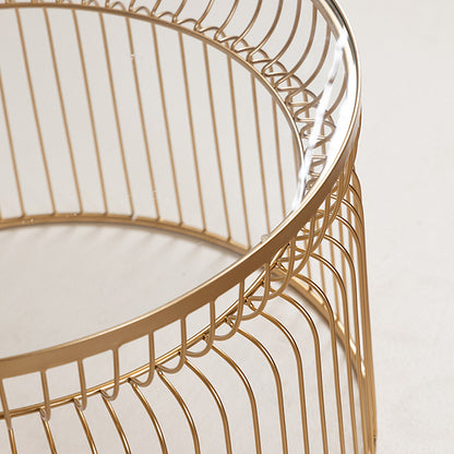 S/2 ΤΡΑΠΕΖΑΚΙΑ ΜΕΤΑΛΛΙΚΑ ΧΡΥΣA ME ΓΥΑΛΙ 65x65x40/52.5x52.5x34