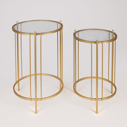 S/2 ΒΟΗΘΗΤΙΚA ΤΡΑΠΕΖΑΚΙA ΜΕΤΑΛΛΙΚA ΜΕ ΓΥΑΛΙ ΧΡΥΣΑ 42x42x67/35x35x60