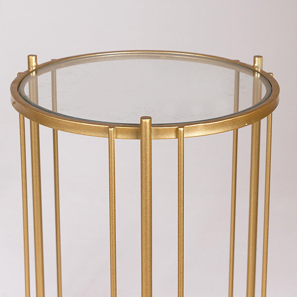 S/2 ΒΟΗΘΗΤΙΚA ΤΡΑΠΕΖΑΚΙA ΜΕΤΑΛΛΙΚA ΜΕ ΓΥΑΛΙ ΧΡΥΣΑ 42x42x67/35x35x60