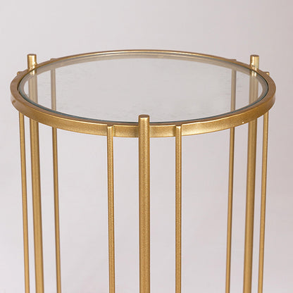 S/2 ΒΟΗΘΗΤΙΚA ΤΡΑΠΕΖΑΚΙA ΜΕΤΑΛΛΙΚA ΜΕ ΓΥΑΛΙ ΧΡΥΣΑ 42x42x67/35x35x60