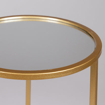 S/2 ΒΟΗΘΗΤΙΚA ΤΡΑΠΕΖΑΚΙΑ ΜΕΤΑΛΛΙΚΑ ΜΕ ΓΥΑΛΙ ΧΡΥΣΑ 38x38x55.5/33x33x50.5