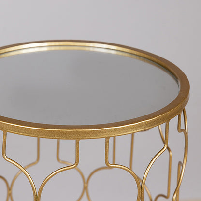 S/2 ΒΟΗΘΗΤΙΚΑ ΤΡΑΠΕΖΑΚΙΑ ΜΕΤΑΛΛΙΚΑ ΜΕ ΓΥΑΛΙ ΧΡΥΣΑ 38x38x55.5/33x33x50.5