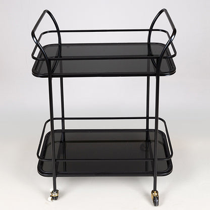 ΤΡΟΛΕΙ ΜΕΤΑΛΛΙΚΟ ΜΑΥΡΟ ME ΓΥΑΛΙ KAI ΡΟΔΑΚΙΑ 54x33x84