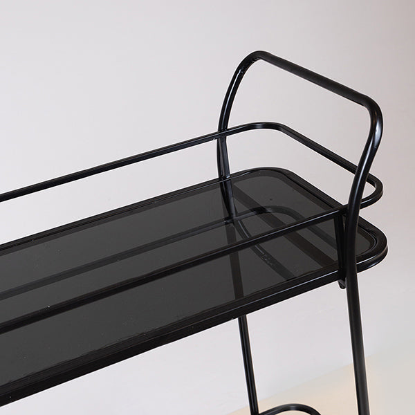 ΤΡΟΛΕΙ ΜΕΤΑΛΛΙΚΟ ΜΑΥΡΟ ME ΓΥΑΛΙ KAI ΡΟΔΑΚΙΑ 54x33x84