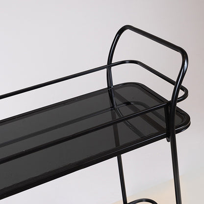 ΤΡΟΛΕΙ ΜΕΤΑΛΛΙΚΟ ΜΑΥΡΟ ME ΓΥΑΛΙ KAI ΡΟΔΑΚΙΑ 54x33x84