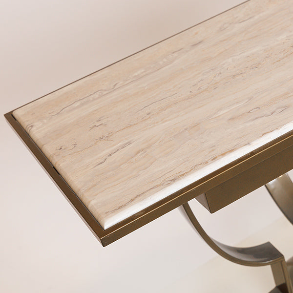 ΤΡΑΠΕΖΙ ΜΕΤΑΛΛΙΚΟ ΧΡΥΣΟ - ΛΕΥΚΟ 140x40x80