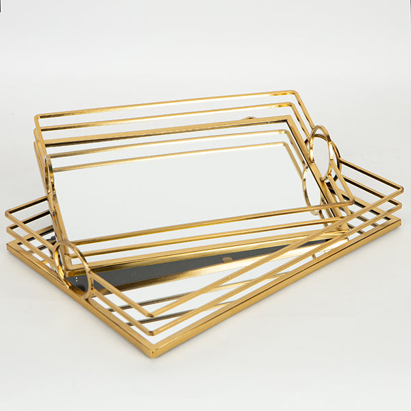 S/2 ΔΙΣΚΟΣ ΜΕΤΑΛΛΙΚΟΣ ΜΕ ΚΑΘΡΕΦΤΗ ΧΡΥΣΟΣ 35x25x6.5/30.5x20.5x6.5