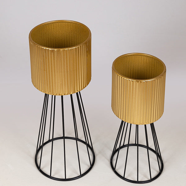 S/2 ΚΑΣΠΩ ΜΕΤΑΛΛΙΚΟ ΜΑΥΡΟ-ΧΡΥΣΟ 21.5x21.5x51/18.5x18.5x40.5