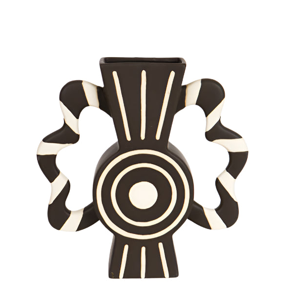 ΒΑΖΟ ΚΕΡΑΜΙΚΟ ΜΑΥΡΟ & ΜΠΕΖ ΜΕ ΧΕΡΟΥΛΙΑ 37x8x36