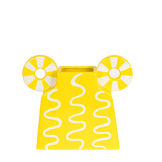 ΒΑΖΟ ΚΕΡΑΜΙΚΟ ΚΙΤΡΙΝΟ-ΛΕΥΚΟ ΜΕ ΧΕΡΟΥΛΙΑ 31x8x23