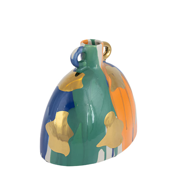 ΒΑΖΟ ΚΕΡΑΜΙΚΟ TEΡΡΑΚΟΤΤΑ-ΣΚΟΥΡΟ ΠΡΑΣΙΝΟ-ΧΡΥΣΟ 22x14x21