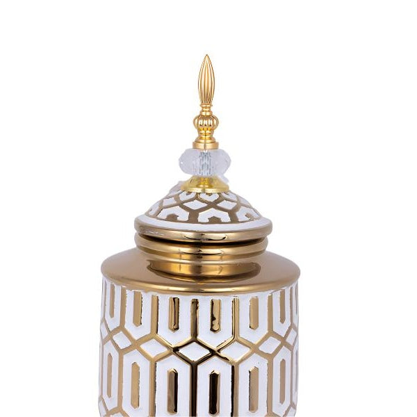 ΒΑΖΟ ΚΕΡΑΜΙΚΟ ΛΕΥΚΟ & ΧΡΥΣΟ 16.9x16.9x40.2