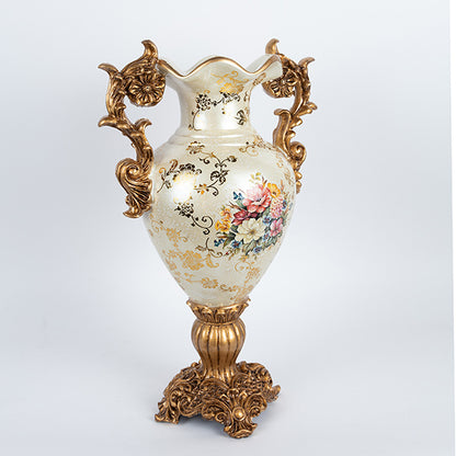 ΒΑΖΟ ΠΟΡΣΕΛΑΝINO ΜΕ ΠΟΛΥΡΕΖΙΝ ΛΕΥΚΟ - ΧΡΥΣΟ 34x22x50