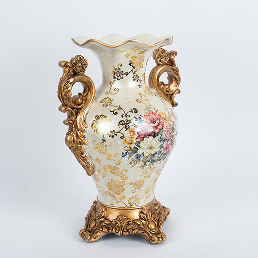 ΒΑΖΟ ΠΟΡΣΕΛΑΝΙΝΟ ΜΕ ΠΟΛΥΡΕΖΙΝ ΛΕΥΚΟ - ΧΡΥΣΟ 25x18x34.5