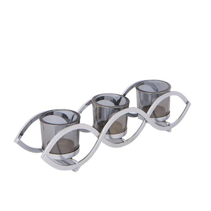 ΚΗΡΟΠΗΓΙΟ ΡΕΣΩ ΜΕ ΓΚΡΙ ΓΥΑΛΙ ΜΕΤΑΛΛΙΚΟ ΧΡΩΜΙΟ 3 ΘΕΣΕΙΣ 33x8x8