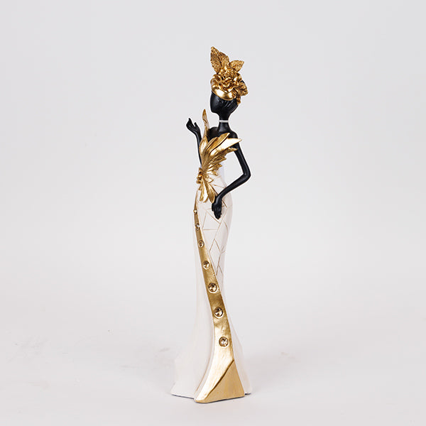 ΔΙΑΚΟΣΜΗΤΙΚΗ ΦΙΓΟΥΡΑ ΓΥΝΑΙΚΑ ΛΕΥΚΟ-ΧΡΥΣΟ 10x9x41