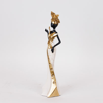 ΔΙΑΚΟΣΜΗΤΙΚΗ ΦΙΓΟΥΡΑ ΓΥΝΑΙΚΑ ΛΕΥΚΟ-ΧΡΥΣΟ 10x9x41