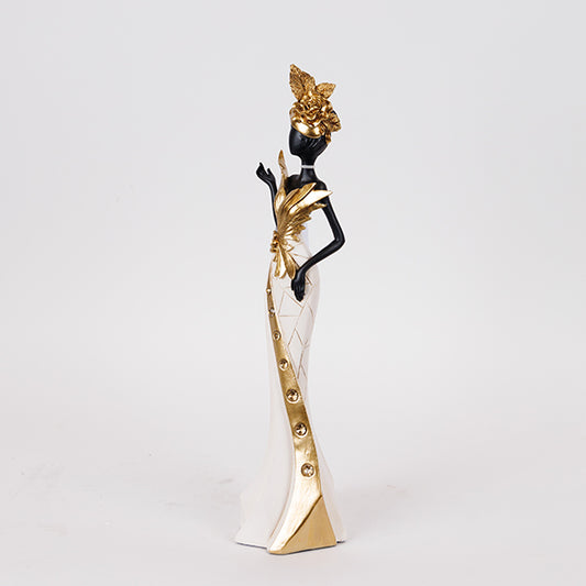 ΔΙΑΚΟΣΜΗΤΙΚΗ ΦΙΓΟΥΡΑ ΓΥΝΑΙΚΑ ΛΕΥΚΟ-ΧΡΥΣΟ 10x9x41