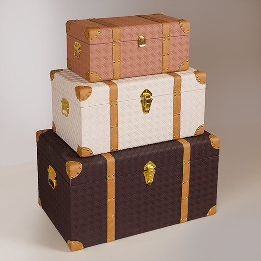 S/3 ΜΠΑΟΥΛΑ ΡΟΖ- ΑΣΠΡΟ-ΚΑΦΕ 59x36x33/49x28x25/39x21x19