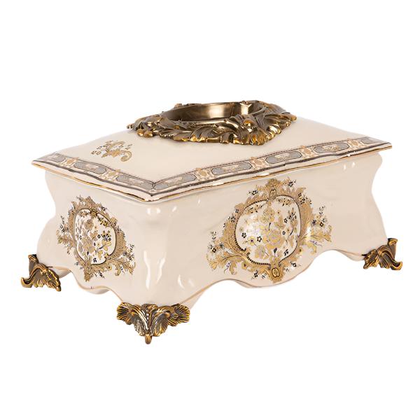 ΔΙΑΚΟΣΜΗΤΙΚΟ ΚΟΥΤΙ ΠΟΡΣΕΛΑΝΗ ΛΕΥΚΟ-ΧΡΥΣΟ 27.5x16.5x15.5