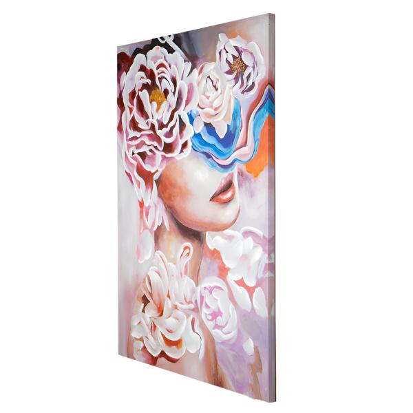 ΠΙΝΑΚΑΣ ΣΕ ΚΑΜΒΑ ΓΥΝΑΙΚΑ ΜΕ ΛΟΥΛΟΥΔΙΑ ΡΟΖ 80x120x3.5