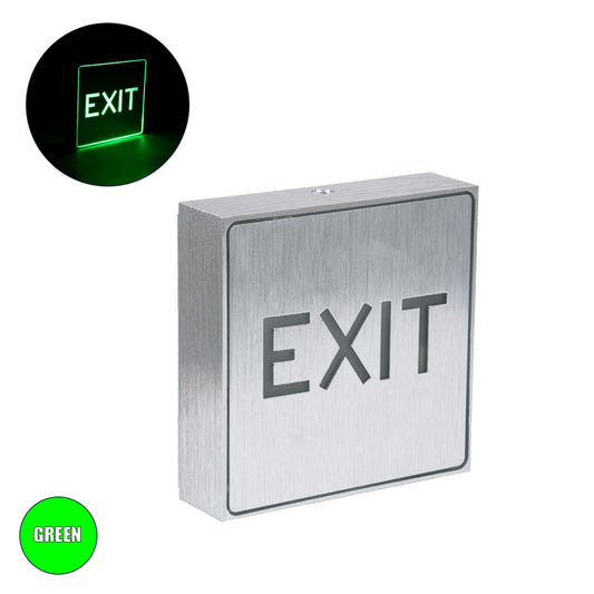 SENSATI 75650 Διακοσμητικό Φωτιστικό Τοίχου Ένδειξης / Σήμανσης "EXIT" LED 1W 40lm 90° AC 220-240V IP20 Πράσινο - Νίκελ Βούρτσας - Μ11 x Π11 x Υ3