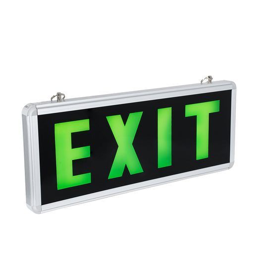 SENSATI 75663 Διακοσμητικό Φωτιστικό Τοίχου Ένδειξης / Σήμανσης "EXIT" LED 1W 40lm 90° AC 220-240V με Επαναφορτιζόμενη Μπαταρία Li-ion 3.7V 350mAh IP20 Πράσινο - Μαύρο & Πράσινο - Μ35 x Π14 x Υ3.3