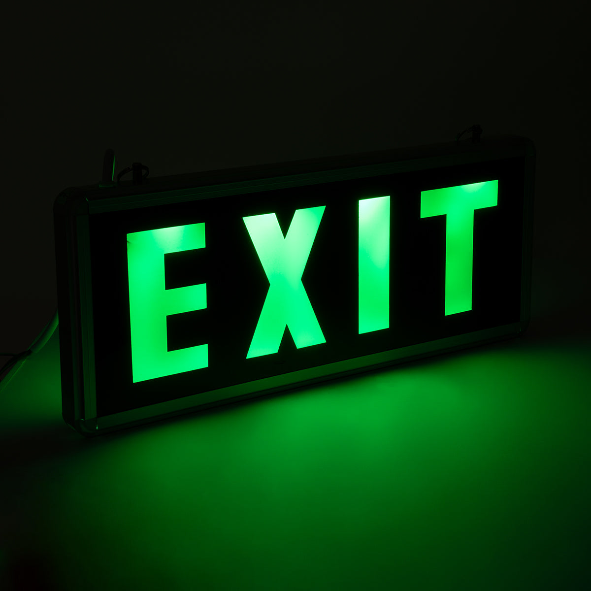 SENSATI 75663 Διακοσμητικό Φωτιστικό Τοίχου Ένδειξης / Σήμανσης "EXIT" LED 1W 40lm 90° AC 220-240V με Επαναφορτιζόμενη Μπαταρία Li-ion 3.7V 350mAh IP20 Πράσινο - Μαύρο & Πράσινο - Μ35 x Π14 x Υ3.3