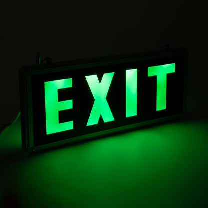 SENSATI 75663 Διακοσμητικό Φωτιστικό Τοίχου Ένδειξης / Σήμανσης "EXIT" LED 1W 40lm 90° AC 220-240V με Επαναφορτιζόμενη Μπαταρία Li-ion 3.7V 350mAh IP20 Πράσινο - Μαύρο & Πράσινο - Μ35 x Π14 x Υ3.3