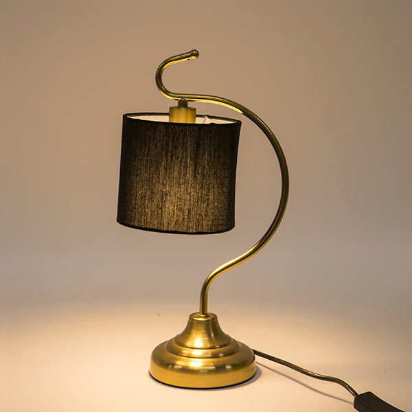 ΕΠΙΤΡΑΠΕΖΙΟ ΦΩΤΙΣΤΙΚΟ ΜΕ ΜΑΥΡΟ ΥΦΑΣΜΑΤΙΝΟ ΚΑΠΕΛΟ ΜΕΤΑΛΛΙΚΟ ΧΡΥΣΟ 20x41εκ