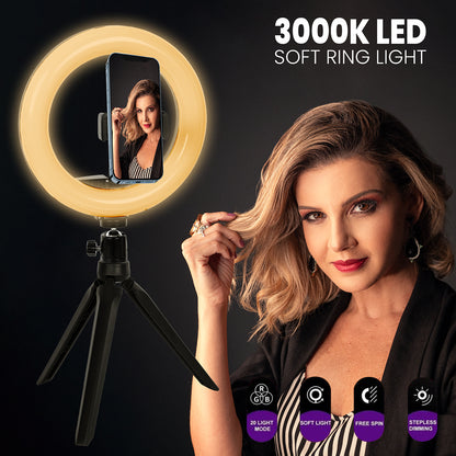 75802 Professional Digital Ring Light Φ30cm LED SMD 40W 4000lm 180° DC 5V με Καλώδιο Τροφοδοσίας USB - Ενσωματωμένο Χειριστήριο Εναλλαγής Χρωμάτων & 1 Βάση Τηλεφώνου - Πολύχρωμο RGBW+WW Dimmable