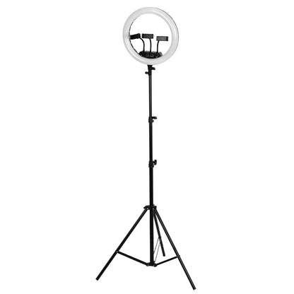 75804 Professional Digital Ring Light Φ36cm LED SMD 50W 5000lm 180° AC 230V με Καλώδιο Τροφοδοσίας Πρίζας - Ασύρματο Χειριστήριο RF 2.4Ghz Εναλλαγής Χρωμάτων & 3 Βάσεις Τηλεφώνου - Πολύχρωμο RGBW+WW Dimmable