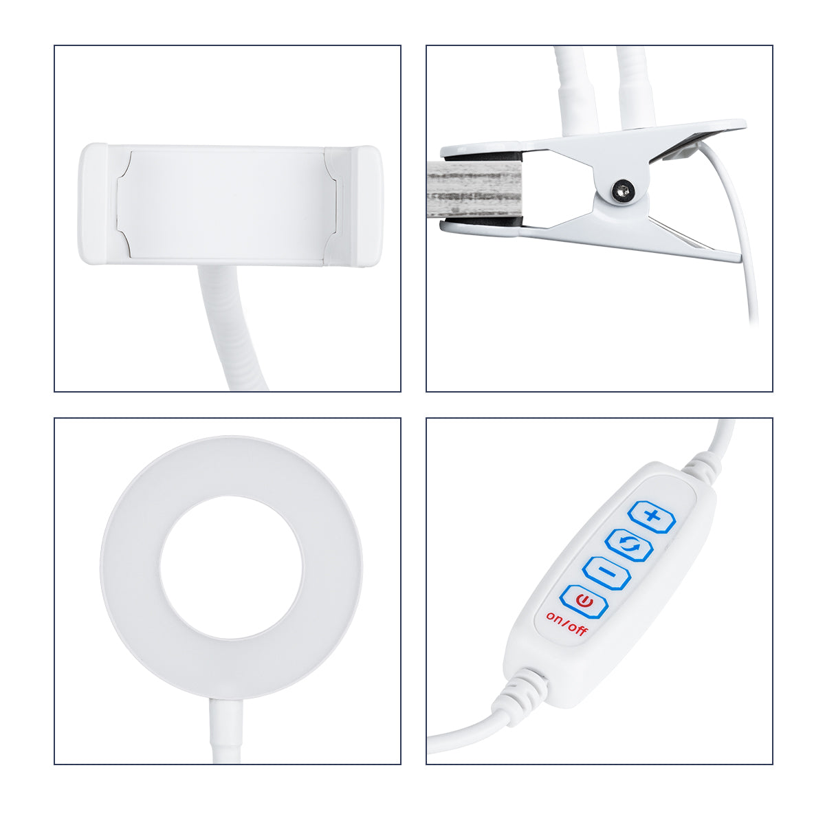 75808 Professional Digital Ring Light Φ9cm LED SMD 10W 1000lm 180° DC 5V με Καλώδιο Τροφοδοσίας USB - Ενσωματωμένο Χειριστήριο Εναλλαγής Χρωμάτων & 1 Βάση Τηλεφώνου - CCT Θερμό Λευκό 3000K - Φυσικό Λευκό 4500K - Ψυχρό Λευκό 6000K Dimmable Λευκό