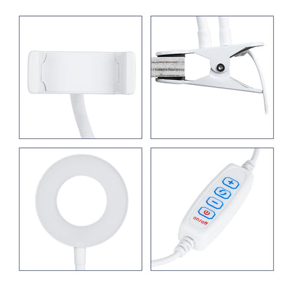 75808 Professional Digital Ring Light Φ9cm LED SMD 10W 1000lm 180° DC 5V με Καλώδιο Τροφοδοσίας USB - Ενσωματωμένο Χειριστήριο Εναλλαγής Χρωμάτων & 1 Βάση Τηλεφώνου - CCT Θερμό Λευκό 3000K - Φυσικό Λευκό 4500K - Ψυχρό Λευκό 6000K Dimmable Λευκό