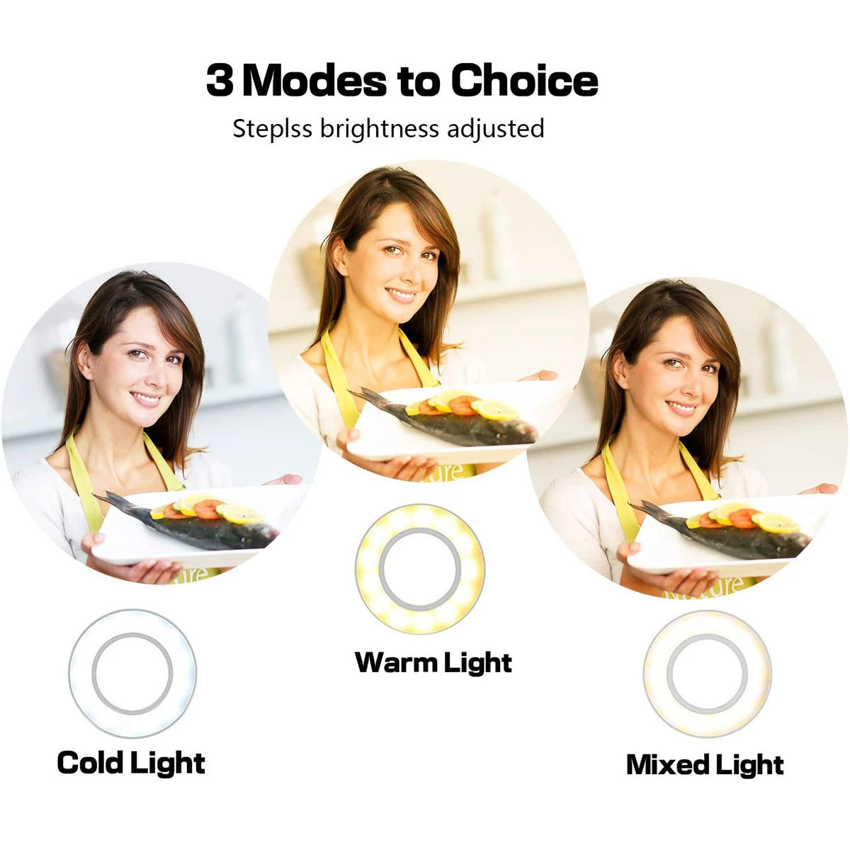 75809 Professional Digital Ring Light Φ9cm LED SMD 10W 1000lm 180° DC 5V με Καλώδιο Τροφοδοσίας USB - Ενσωματωμένο Χειριστήριο Εναλλαγής Χρωμάτων & 1 Βάση Τηλεφώνου - CCT Θερμό Λευκό 3000K - Φυσικό Λευκό 4500K - Ψυχρό Λευκό 6000K Dimmable Μαύρο