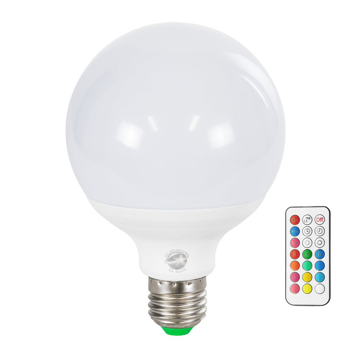 76071 Λάμπα LED E27 G95 Γλόμπος 12W 780lm 260° AC 220-240V IP20 Φ9.5 x Υ14cm - Εναλλαγή Φωτισμού μέσω Τηλεχειριστηρίου - Πολύχρωμο RGB+WW