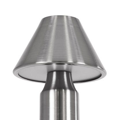 LUNNA 76478 Μοντέρνο Επιτραπέζιο Φωτιστικό Πορτατίφ LED 1.5W 105lm 120° DC 5V Επαναφορτιζόμενο με Μπαταρία Li-ion 1800mAh - Διακόπτη Αφής με 3 Εναλλαγές Φωτισμού CCT Θερμό - Φυσικό - Ψυχρό 1500K - 4500K - 6000K Dimmable - D9 x 23cm - Ασημί