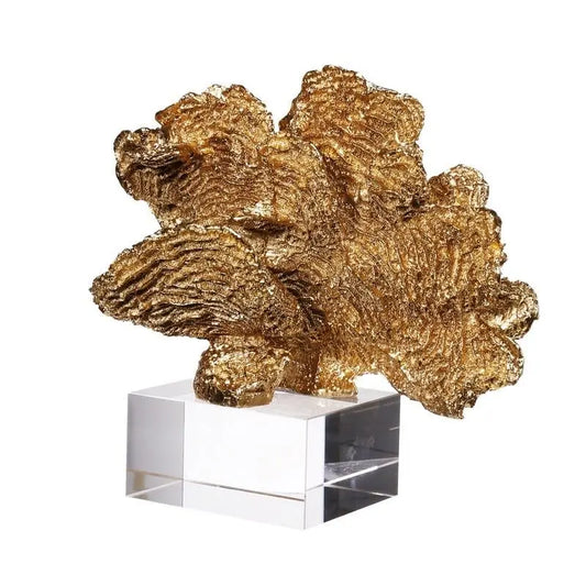 Artekko Διακοσμητικό Κοράλι Πολυρεσίνης/Γυάλινο Χρυσό/Διάφανο 76515