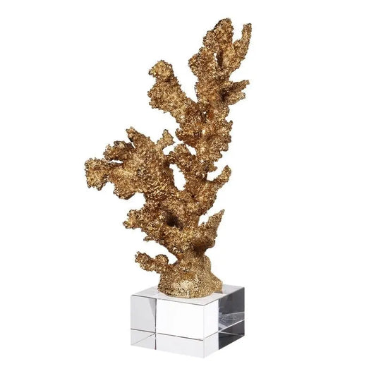 Artekko Διακοσμητικό Κοράλι Πολυρεσίνης/Γυάλινο Χρυσό/Διάφανο 76516