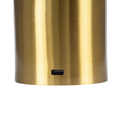 JOJO 76523 Μοντέρνο Επιτραπέζιο Φωτιστικό Πορτατίφ LED 1.5W 105lm 120° DC 5V Επαναφορτιζόμενο με Μπαταρία Li-ion 1800mAh - Διακόπτη Αφής με 3 Εναλλαγές Φωτισμού CCT Θερμό - Φυσικό - Ψυχρό 1500K - 4500K - 6000K Dimmable - D8 x H34cm - Χρυσό