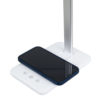 ONO 76532 Μοντέρνο Επιτραπέζιο Φωτιστικό Γραφείου με Ασύρματη Φόρτιση 10W 2A LED 3.5W 350lm 120° DC 5V με USB-C IP20 Ρυθμιζόμενο Λευκό CCT με Αφή 2700K/4500K/6000K Dimmable - Sanan SMD Chip - Λευκό - Μ18 x Π12 x Υ36