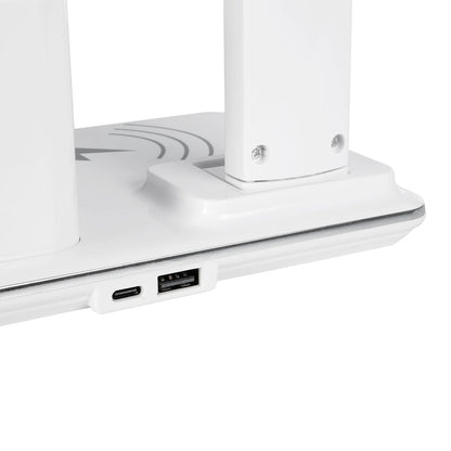 ZENTIME 76554 Μοντέρνο Επιτραπέζιο Φωτιστικό Γραφείου με Ασύρματη Φόρτιση 15W 3A & Ψηφιακό Ρολόι LED 3.5W 350lm 120° DC 5V με USB-C IP20 Ρυθμιζόμενο Λευκό CCT με Αφή 2700K/4500K/6000K Dimmable - Sanan SMD Chip - Μαύρο - Μ19.5 x Π14.5 x Υ38.8