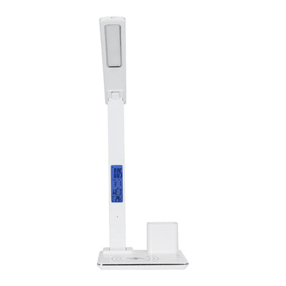 ZENTIME 76554 Μοντέρνο Επιτραπέζιο Φωτιστικό Γραφείου με Ασύρματη Φόρτιση 15W 3A & Ψηφιακό Ρολόι LED 3.5W 350lm 120° DC 5V με USB-C IP20 Ρυθμιζόμενο Λευκό CCT με Αφή 2700K/4500K/6000K Dimmable - Sanan SMD Chip - Μαύρο - Μ19.5 x Π14.5 x Υ38.8