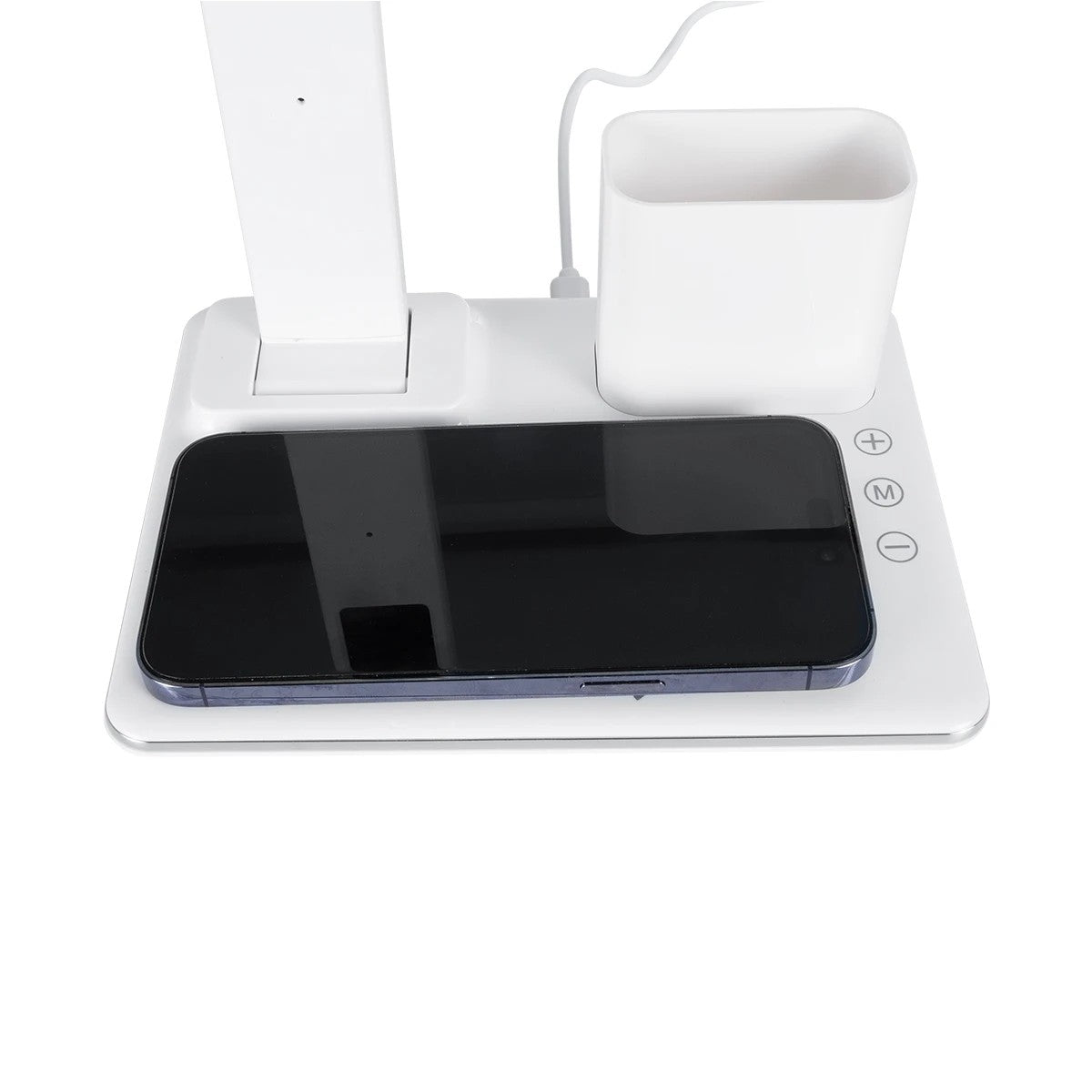 ZENTIME 76554 Μοντέρνο Επιτραπέζιο Φωτιστικό Γραφείου με Ασύρματη Φόρτιση 15W 3A & Ψηφιακό Ρολόι LED 3.5W 350lm 120° DC 5V με USB-C IP20 Ρυθμιζόμενο Λευκό CCT με Αφή 2700K/4500K/6000K Dimmable - Sanan SMD Chip - Μαύρο - Μ19.5 x Π14.5 x Υ38.8